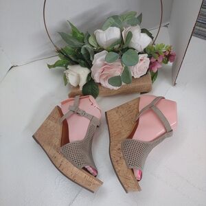 Franco Sarto Taupe Perforated Sandals